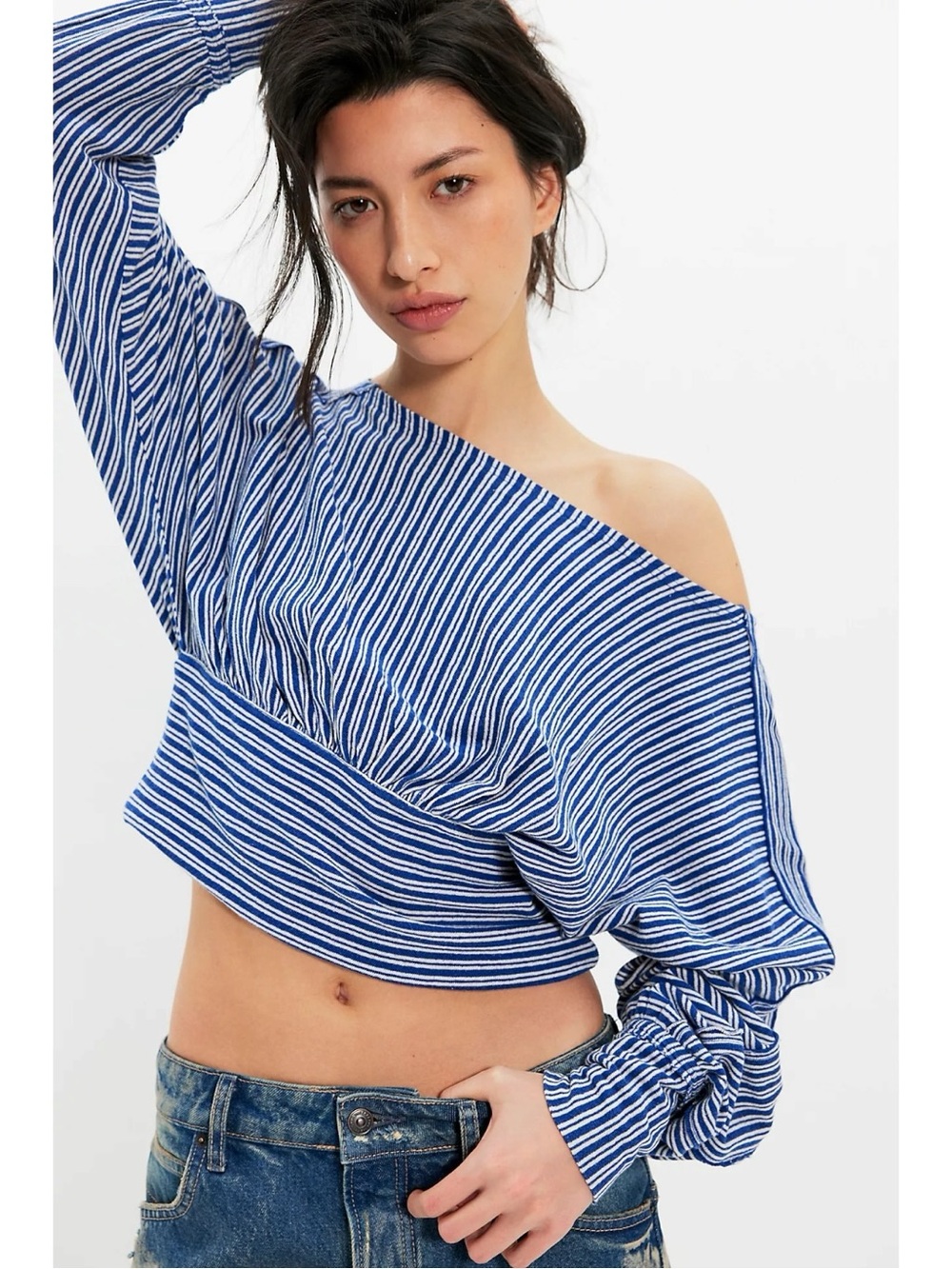 Free People XL My Time Long Sleeve Coastal Boatneck Bohemian Striped Top NWT